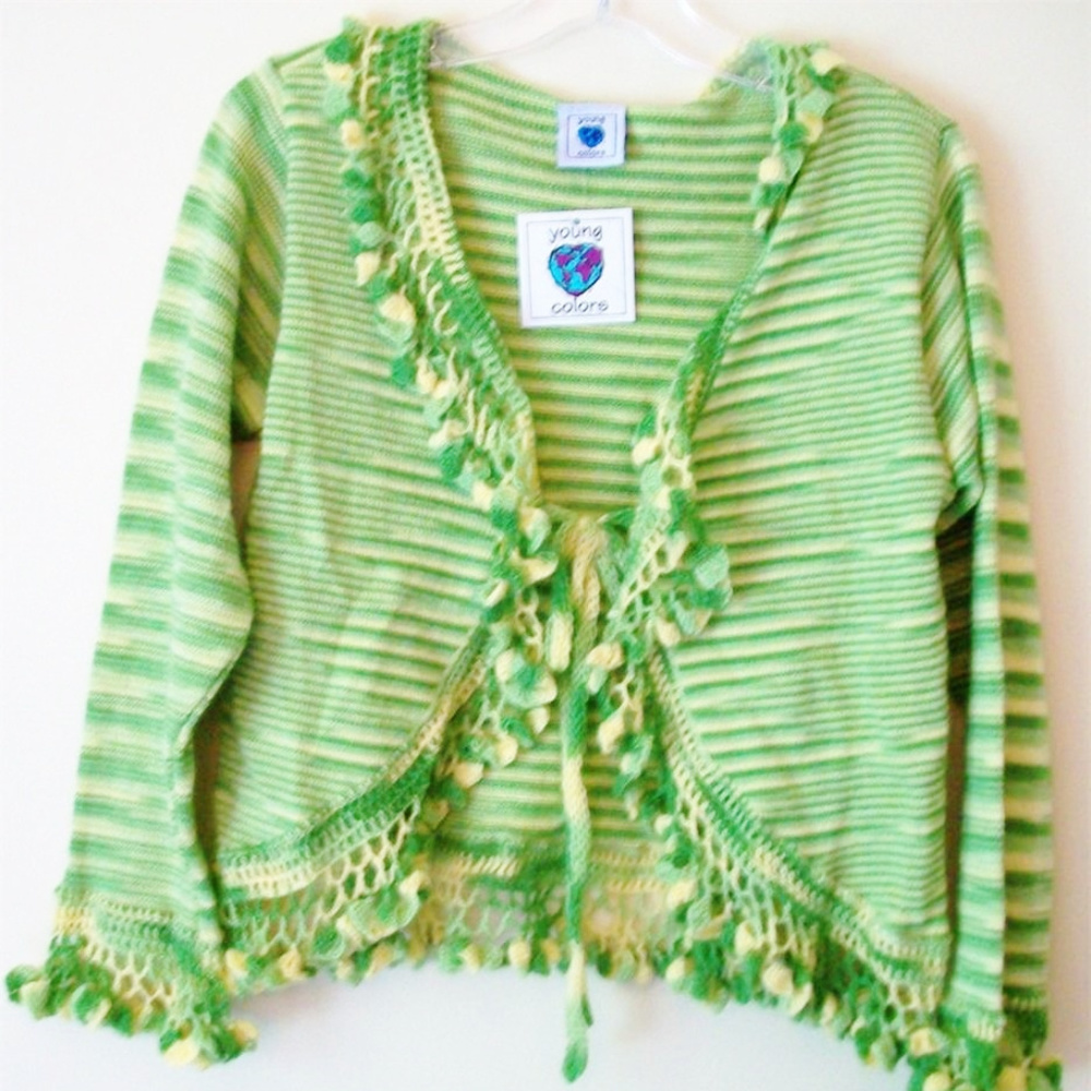 GIRLS CROCHETED CARDIGAN Shrug NWT Citrus / Cherry